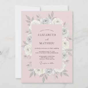 Convite Casamento Pétala Rosa Pastel Empoeirada