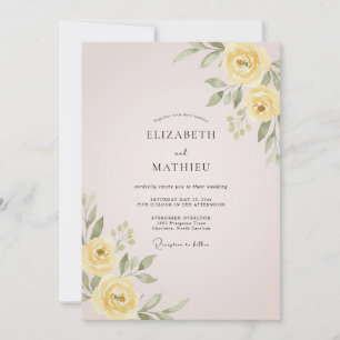 Convite Casamento Pétala Rosa Pastel Manteiga