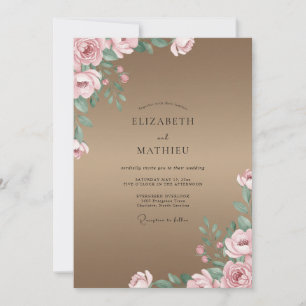 Convite Casamento Pétala Rosa Poeira Mocha
