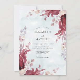 Convite Casamento Pétala Rosa Poeirento Carmesim