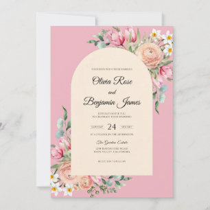 Convite Casamento Pétala Rosa Rubor