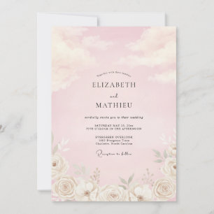 Convite Casamento Pétala Rosa Suave Champagne