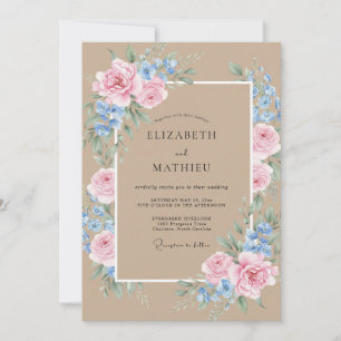 Convite Casamento Pétala Rosa Taupe