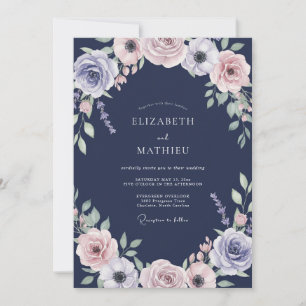 Convite Casamento Pétala Rosa Velho Marinho