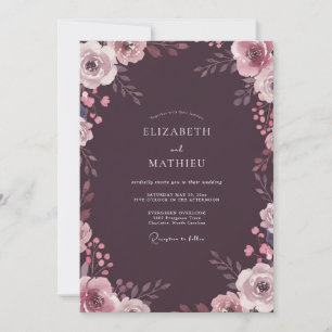Convite Casamento Pétala Roxo Ameixa
