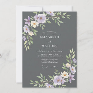 Convite Casamento Pétala Roxo Carvão