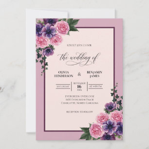 Convite Casamento Pétala Roxo Malva