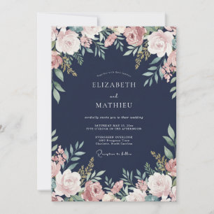Convite Casamento Pétala Roxo Meia-Noite