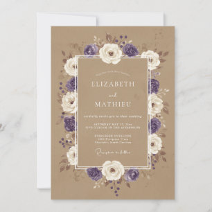 Convite Casamento Pétala Roxo Taupe