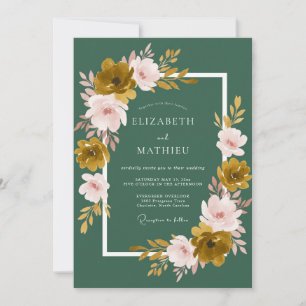 Convite Casamento Pétala Rubor Esmeralda