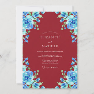 Convite Casamento Pétala Safira Escarlate