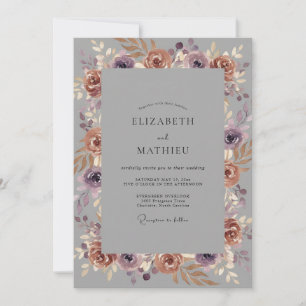Convite Casamento Pétala Terracota Mauve Ardósia