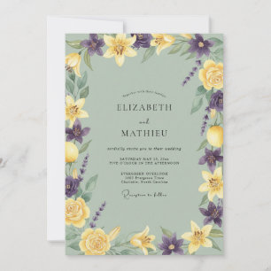 Convite Casamento Pétala Violeta Amarela
