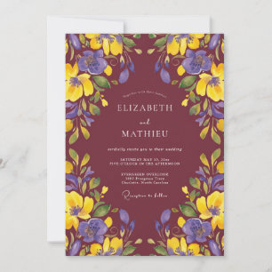 Convite Casamento Pétala Violeta Carmesim