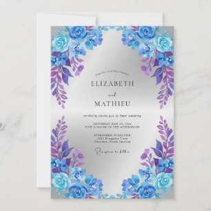Convite Casamento Pétala Violeta Cobalto