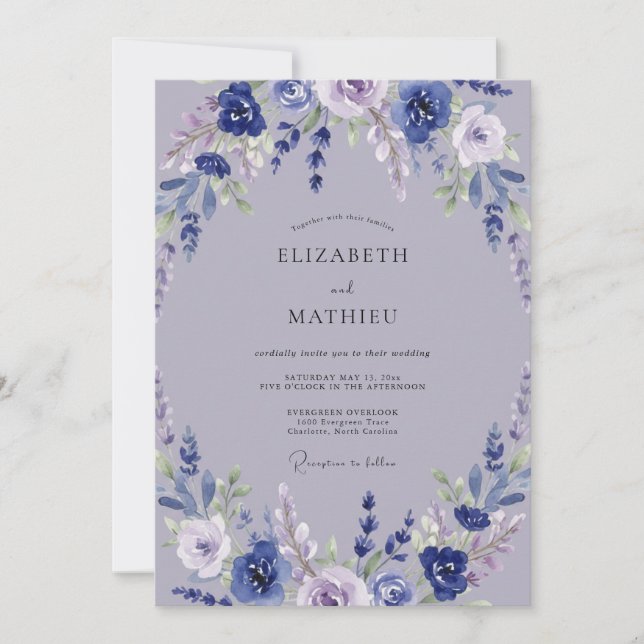 Convite Casamento Pétala Violeta Malva (Frente)