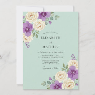 Convite Casamento Pétala Violeta Menta