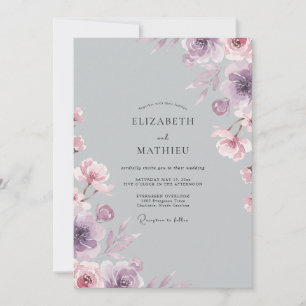 Convite Casamento Pétala Violeta Prata