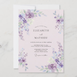 Convite Casamento Pétala Violeta Rosa Murcho