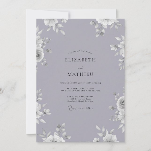 Convite Casamento Pétala Violeta Suave (Frente)