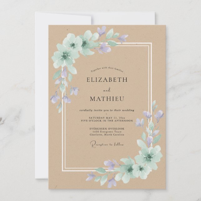 Convite Casamento Pétala Violeta Tão (Frente)