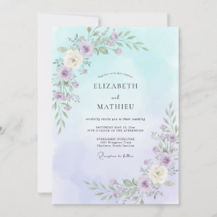 Convite Casamento Pétalas de Ámética Celeste
