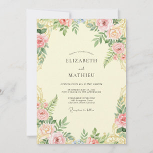 Convite Casamento Pétalas de Coral Creme