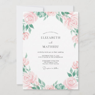 Convite Casamento Pétalas Pintadas de Rosa Pálido