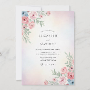 Convite Casamento Pétalas Rosa Pálido