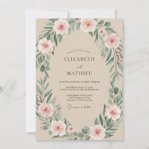 Convite Casamento Pétalas Rosa Pálido Champagne