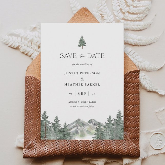 Convite Casamento Pine Tree Mountain Salve As Datas (Criador carregado)