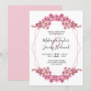 Convite Casamento Pink Cherry Blossoms