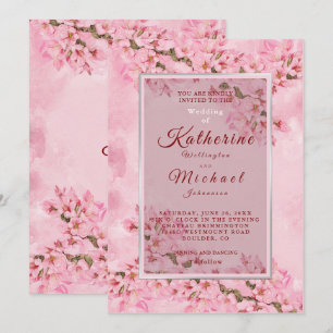 Convite Casamento Pink Cherry Blossoms