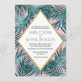 Convite Casamento Pink Palm Deco