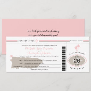 Convite Casamento Pink Palm Tree Embarque Passando Porto R