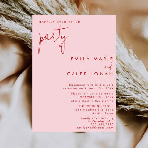 Convite Casamento Pink Red Happily Ever After