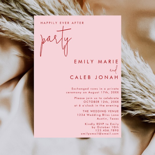 Convite Casamento Pink Red Happily Ever After (Criador carregado)