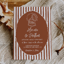 Convite Casamento Pintado à Mão Terracota Retro