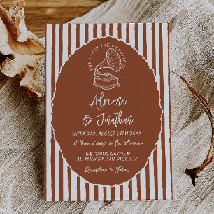 Convite Casamento Pintado à Mão Terracota Retro