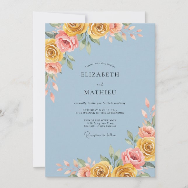 Convite Casamento Pintado Aço Dourado (Frente)