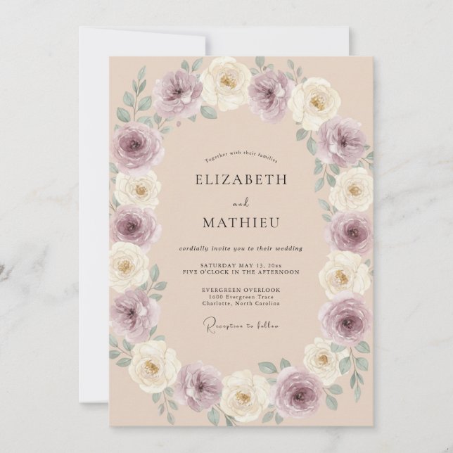 Convite Casamento Pintado Âmbar Champanhe (Frente)