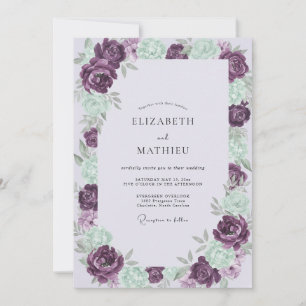 Convite Casamento Pintado Amethyst Seafoam