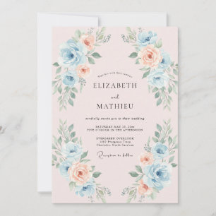 Convite Casamento Pintado Azul Apricot