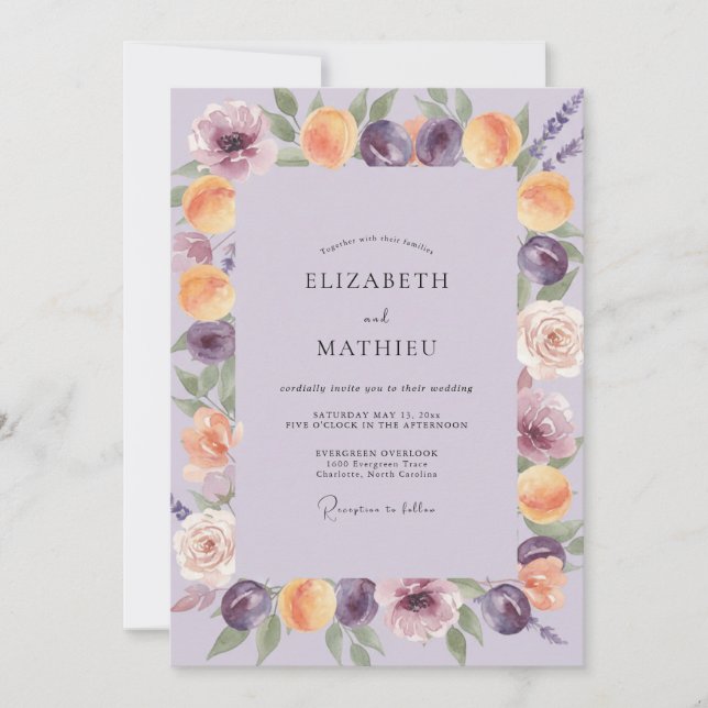 Convite Casamento Pintado com Âmbar Apricot (Frente)