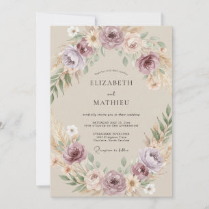 Convite Casamento Pintado com Ameixa e Champanhe