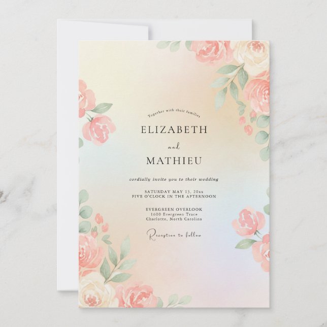 Convite Casamento Pintado com Apricot Suave (Frente)