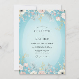 Convite Casamento Pintado com Aqua Blush