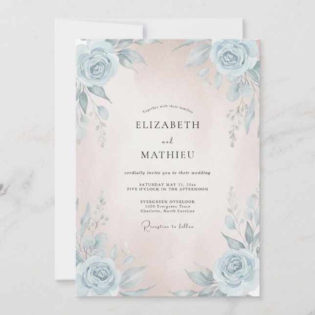 Convite Casamento Pintado com Bege Azure (Frente)