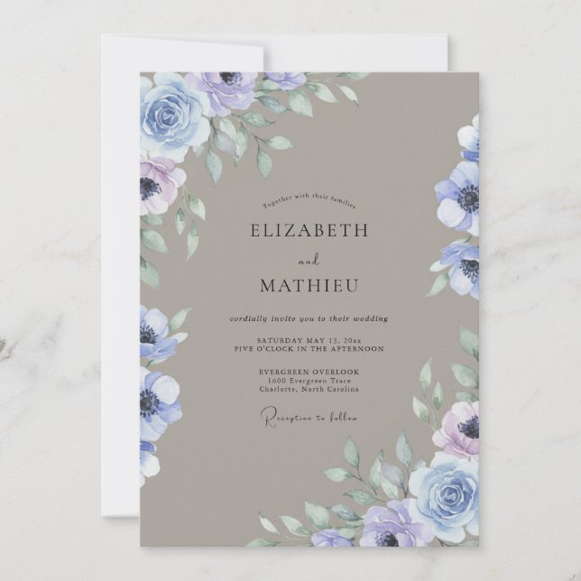 Convite Casamento Pintado com Bege e Azul-Malhada (Frente)