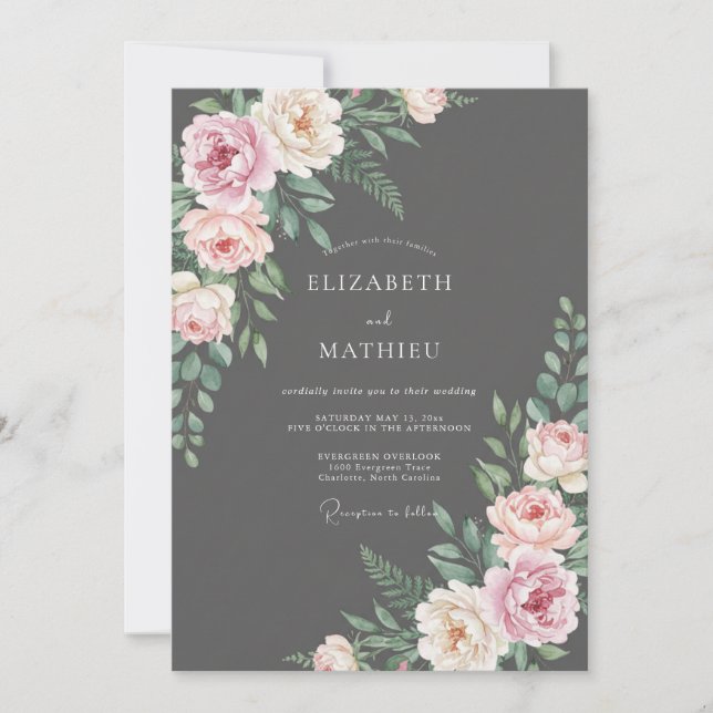 Convite Casamento Pintado com Blush de Carvão (Frente)